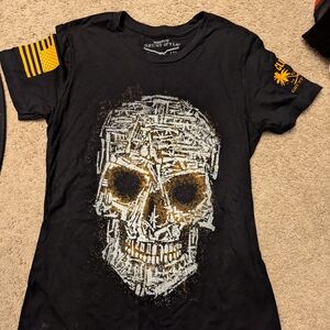 Grunt Style Black Tee with Gold Palm Design